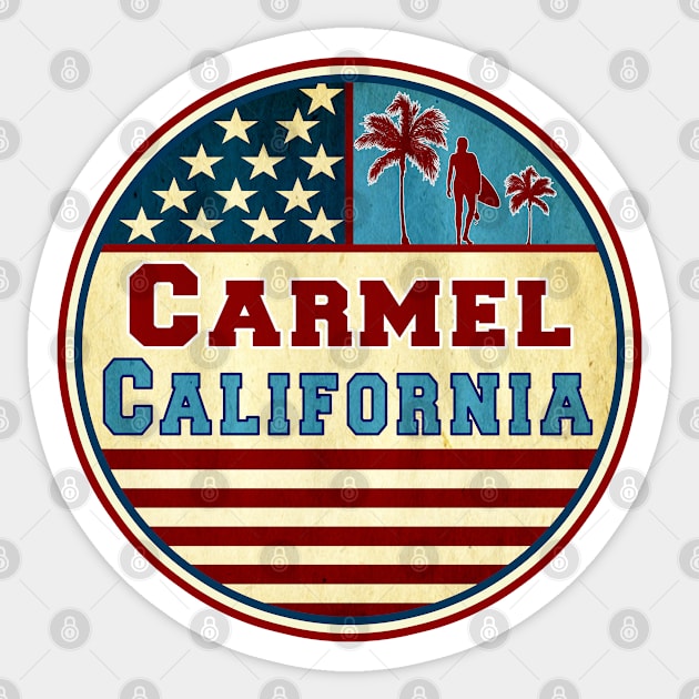 Carmel California Ocean Surf Palms Surfer Surfing Sticker by TravelTime